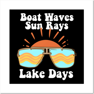 Boat Waves Sun Rays Lake Days Posters and Art